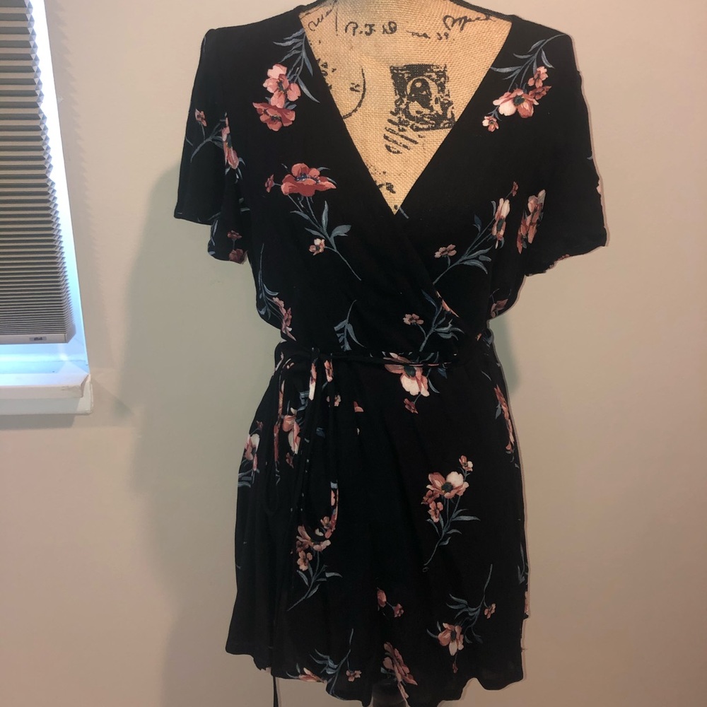 Wrap tie floral dress